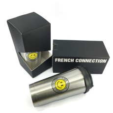 16Oz Double wall Stainless Steel mug with silicon lid -French connection